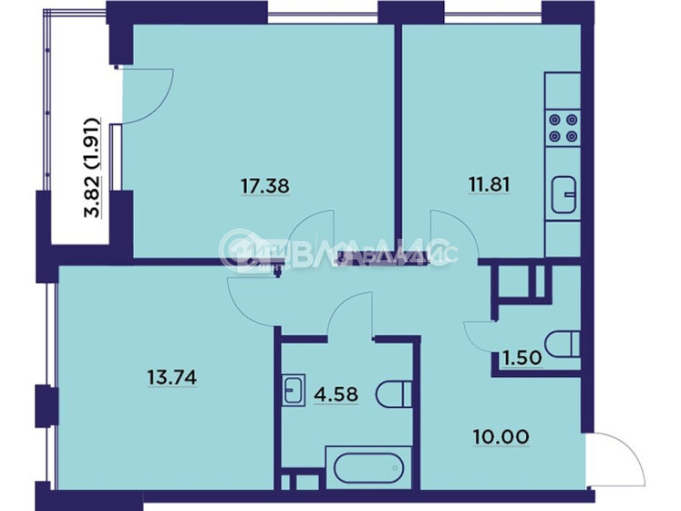 63,2 м², 2-комнатная квартира 8 200 000 ₽ - изображение 1