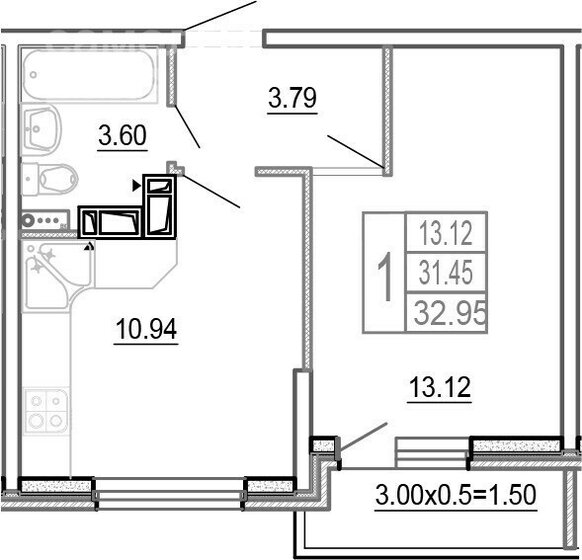 33 м², 1-комнатная квартира 4 255 000 ₽ - изображение 46