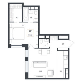 Квартира 45,7 м², 2-комнатная - изображение 1