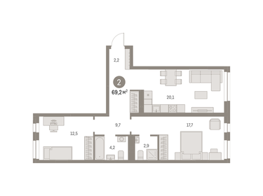 65 м², 2-комнатная квартира 11 350 000 ₽ - изображение 67