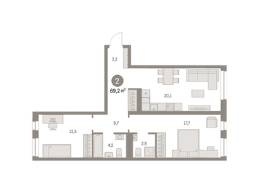 70 м², 2-комнатная квартира 13 060 000 ₽ - изображение 23