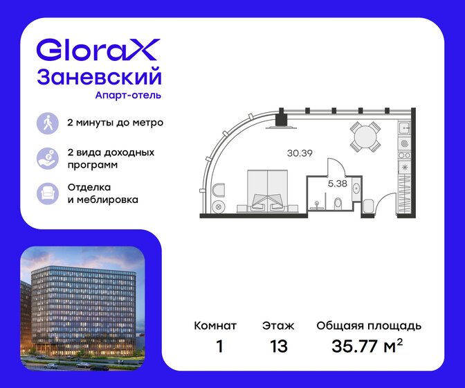 35,8 м², апартаменты-студия 12 574 999 ₽ - изображение 30