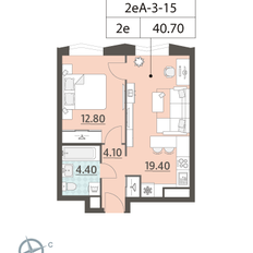 Квартира 40,7 м², 1-комнатная - изображение 2