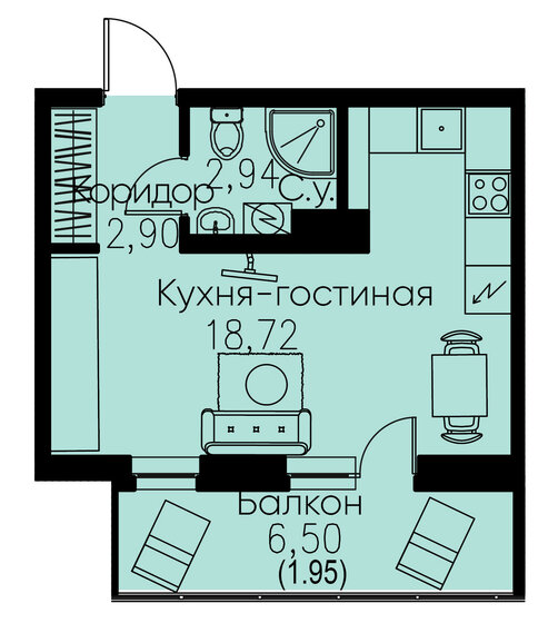 26,5 м², квартира-студия 5 328 510 ₽ - изображение 10