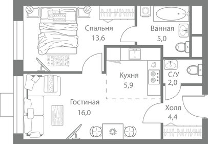 51 м², 2-комнатная квартира 15 000 000 ₽ - изображение 100