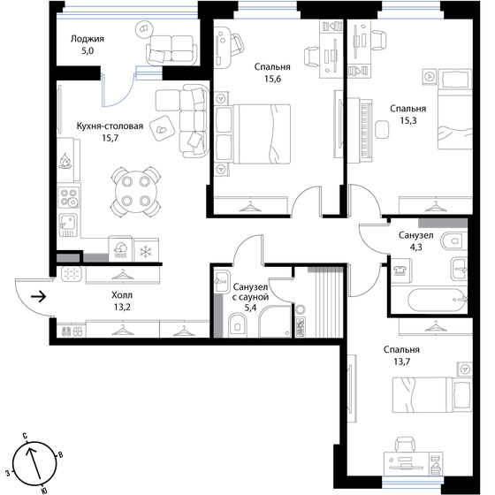 85,7 м², 3-комнатная квартира 15 683 100 ₽ - изображение 1