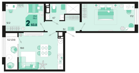 60,3 м², 2-комнатная квартира 8 200 800 ₽ - изображение 21