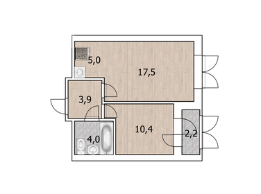 Квартира 41,9 м², 2-комнатная - изображение 1