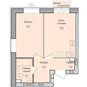 Квартира 40 м², 1-комнатная - изображение 1