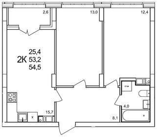 54,3 м², 2-комнатная квартира 7 167 600 ₽ - изображение 10