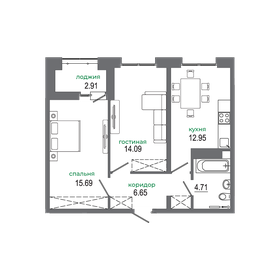 Квартира 57,3 м², 2-комнатная - изображение 1