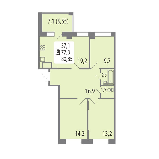 80,9 м², 3-комнатная квартира 10 510 500 ₽ - изображение 1