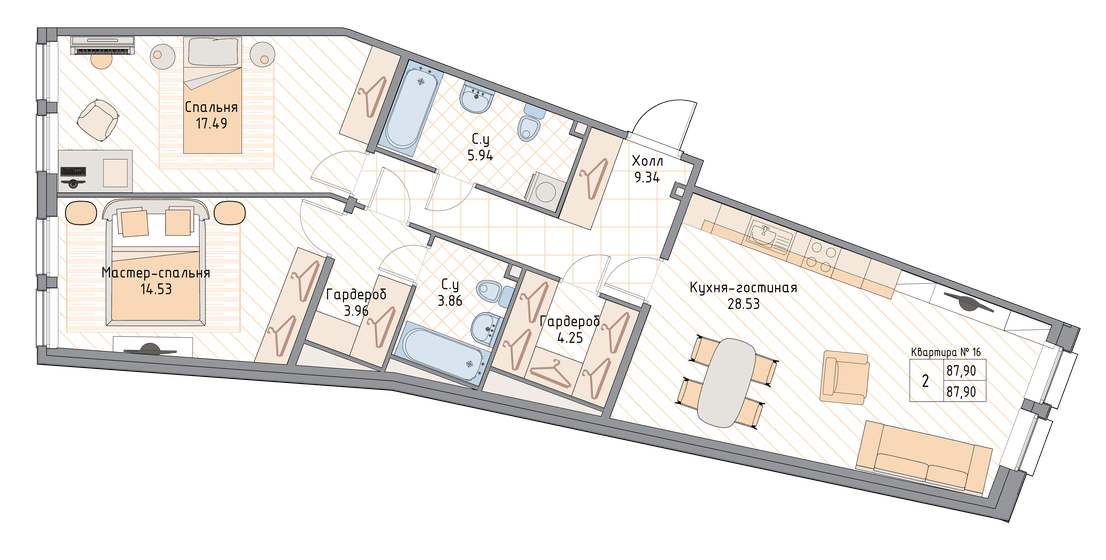 71,8 м², 2-комнатная квартира 47 366 460 ₽ - изображение 35
