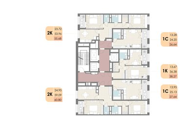 56 м², 3-комнатная квартира 11 650 000 ₽ - изображение 83