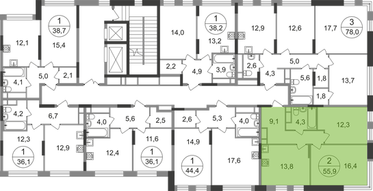 Квартира 55,9 м², 2-комнатная - изображение 2