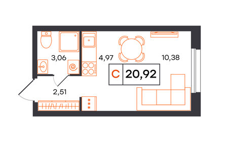 Квартира 20,9 м², студия - изображение 1