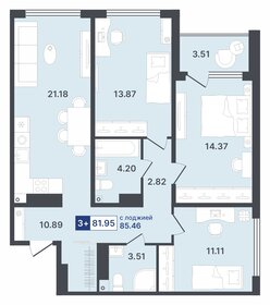 Квартира 82 м², 3-комнатная - изображение 1