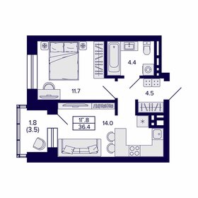 36,4 м², 1-комнатная квартира 4 430 000 ₽ - изображение 6