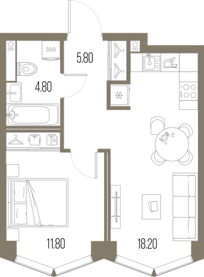 40,6 м², 1-комнатная квартира 19 479 880 ₽ - изображение 15
