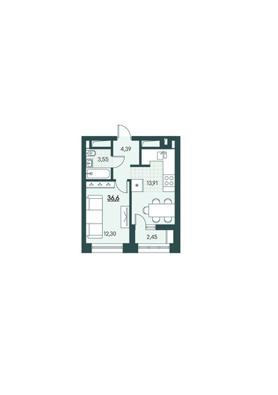 36,6 м², 1-комнатная квартира 3 370 000 ₽ - изображение 1