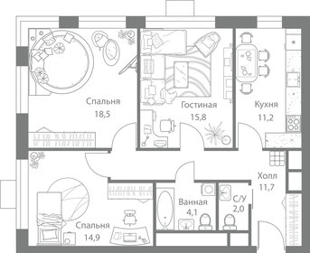 Квартира 78,2 м², 3-комнатная - изображение 1