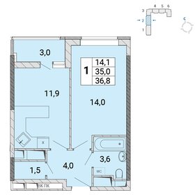 Квартира 36,5 м², 1-комнатная - изображение 1