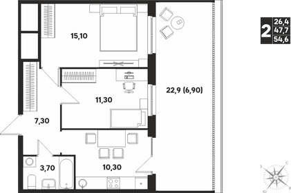 48,5 м², 2-комнатная квартира 6 400 000 ₽ - изображение 47