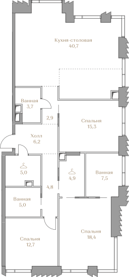 127,1 м², 3-комнатная квартира 179 228 992 ₽ - изображение 1