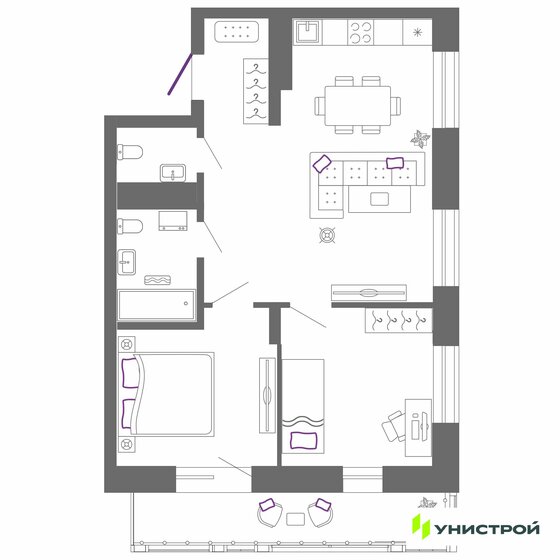 62,8 м², 2-комнатная квартира 16 495 000 ₽ - изображение 1