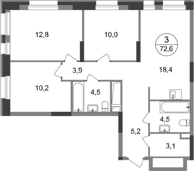 72,6 м², 3-комнатная квартира 16 293 710 ₽ - изображение 1