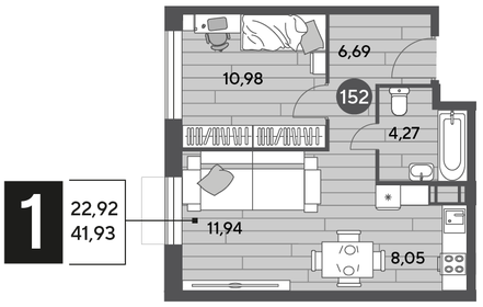 43,4 м², 1-комнатная квартира 6 125 355 ₽ - изображение 16