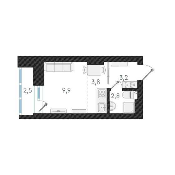 19,7 м², квартира-студия 5 350 000 ₽ - изображение 1