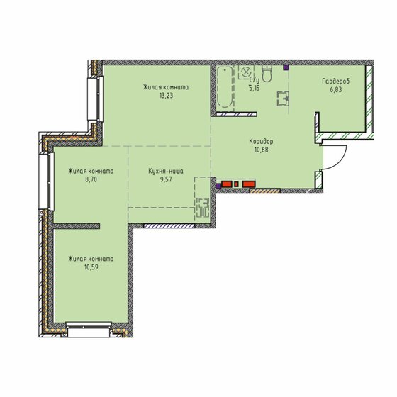 64,8 м², 3-комнатная квартира 11 201 750 ₽ - изображение 45