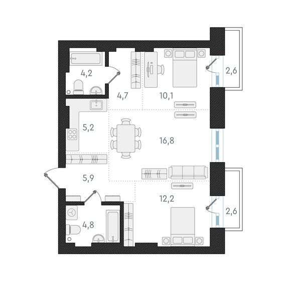 63,9 м², 3-комнатная квартира 11 450 000 ₽ - изображение 1