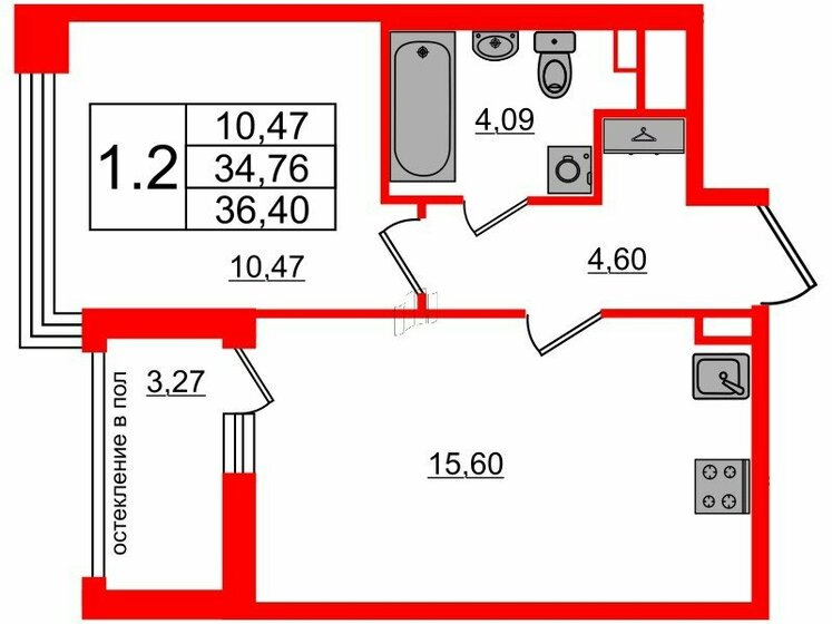 34,8 м², 1-комнатная квартира 9 350 127 ₽ - изображение 1