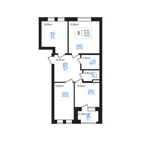 Квартира 75 м², 3-комнатная - изображение 1
