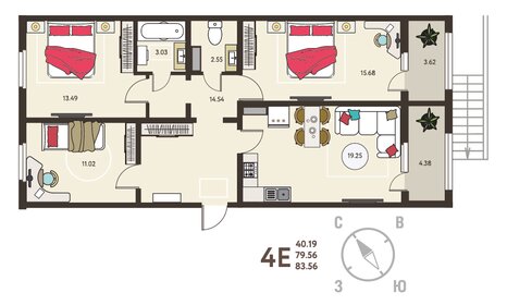 Квартира 83,6 м², 3-комнатная - изображение 1