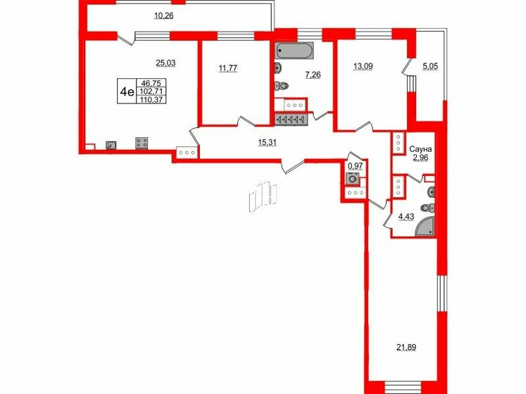 102,7 м², 3-комнатная квартира 23 600 756 ₽ - изображение 1