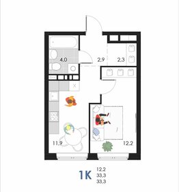 29,8 м², 1-комнатная квартира 2 200 000 ₽ - изображение 112