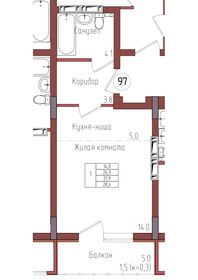 Квартира 28,4 м², 1-комнатная - изображение 1