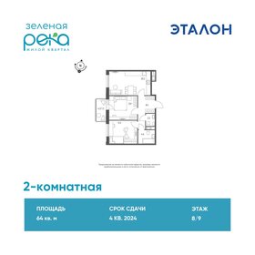 Квартира 64 м², 2-комнатная - изображение 1