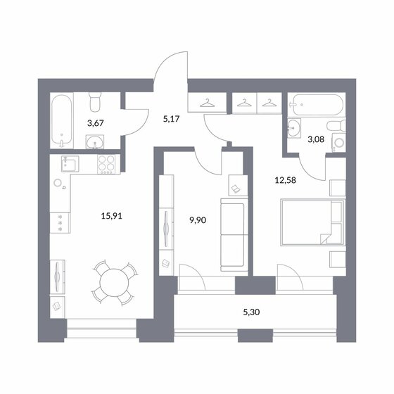 55,6 м², 2-комнатная квартира 13 800 000 ₽ - изображение 1