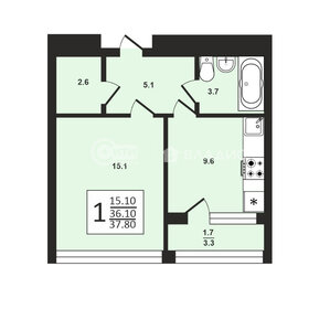 Квартира 37,8 м², 1-комнатная - изображение 1