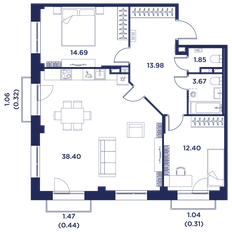 Квартира 86,1 м², 2-комнатная - изображение 2