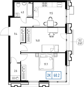 Квартира 60,2 м², 2-комнатная - изображение 1