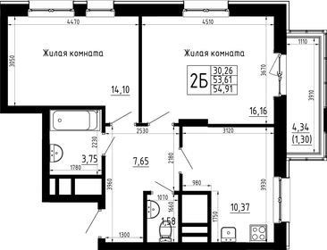 Квартира 54,9 м², 2-комнатная - изображение 1