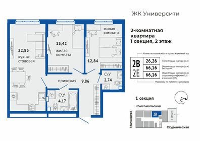 Квартира 66,2 м², 2-комнатная - изображение 1