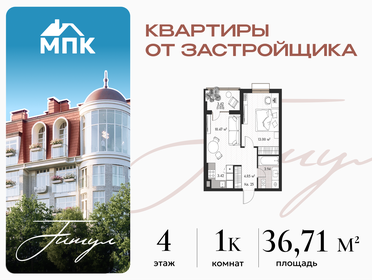 Квартира 36,7 м², 1-комнатная - изображение 1