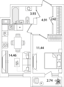 Квартира 38,5 м², 1-комнатная - изображение 1