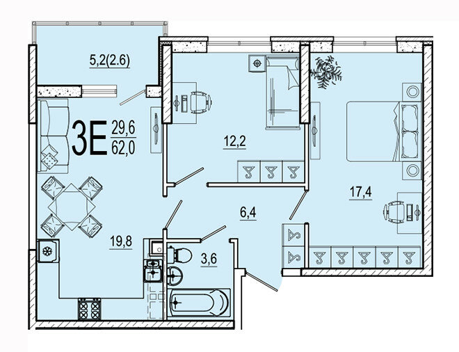 52,3 м², 2-комнатная квартира 7 300 000 ₽ - изображение 43